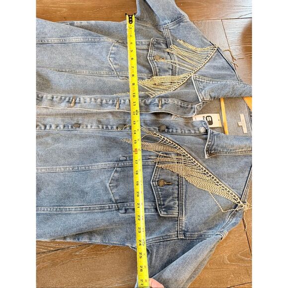 NWT Buckle | Verevert Rhinestone Fringe Denim Jacket size Large - Picture 10 of 10